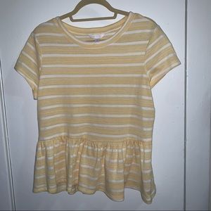 Lauren Conrad Yellow Striped Peplum Top